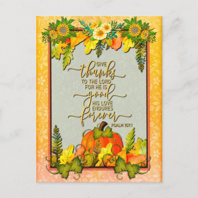 Happy Thanksgiving Pumpkin Leaves Fall Festival Holiday Postcard (Front)