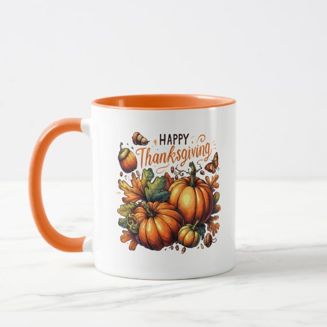 Happy Thanksgiving Pumpkin Mug (Left)