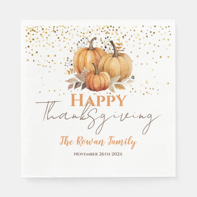 Happy Thanksgiving Pumpkin Napkin (Front)