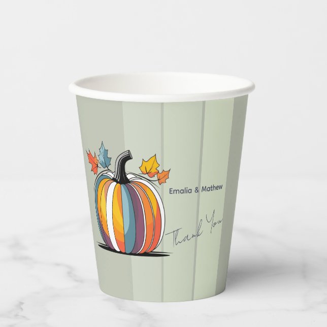 Happy Thanksgiving Pumpkin Paper Cups (Front)