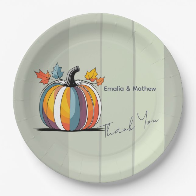 Happy Thanksgiving Pumpkin Paper Plate (Front)