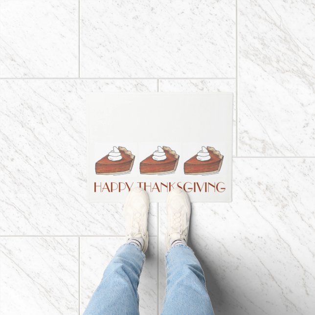Happy Thanksgiving Pumpkin Pie Autumn Fall Holiday Doormat (Indoor)