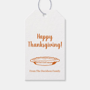 Happy Thanksgiving pumpkin pie custom name favour Gift Tags