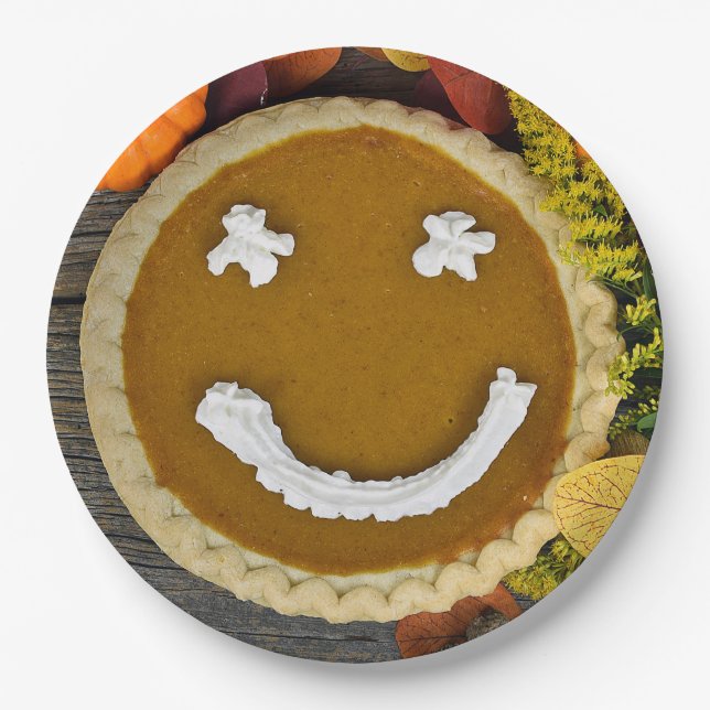 Happy Thanksgiving Pumpkin Pie Paper Plate (Front)