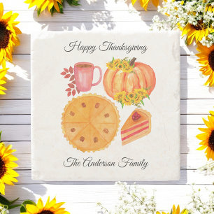Happy Thanksgiving Pumpkin Pie Spice Latte Stone Coaster