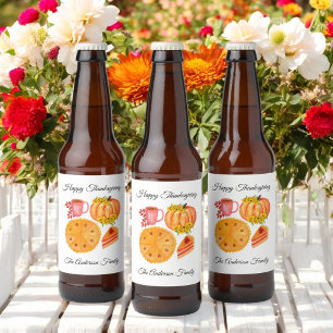 Happy Thanksgiving Pumpkin Spice Latte  Beer Bottle Label