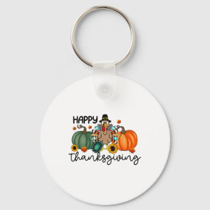 Happy Thanksgiving Pumpkin Turkey Matching Shirts Keychain
