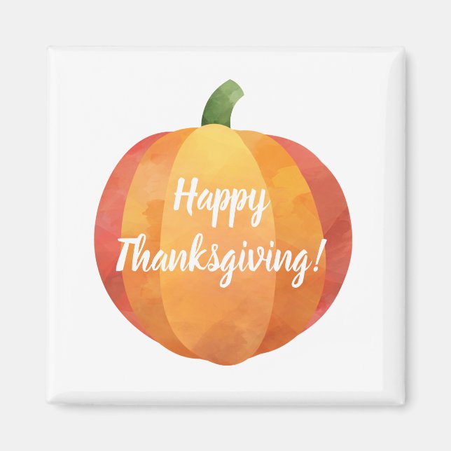 Happy Thanksgiving Pumpkin Watercolor Magnet (Front)