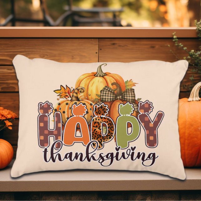 Happy Thanksgiving Pumpkins Accent Pillow (Creator Uploaded)
