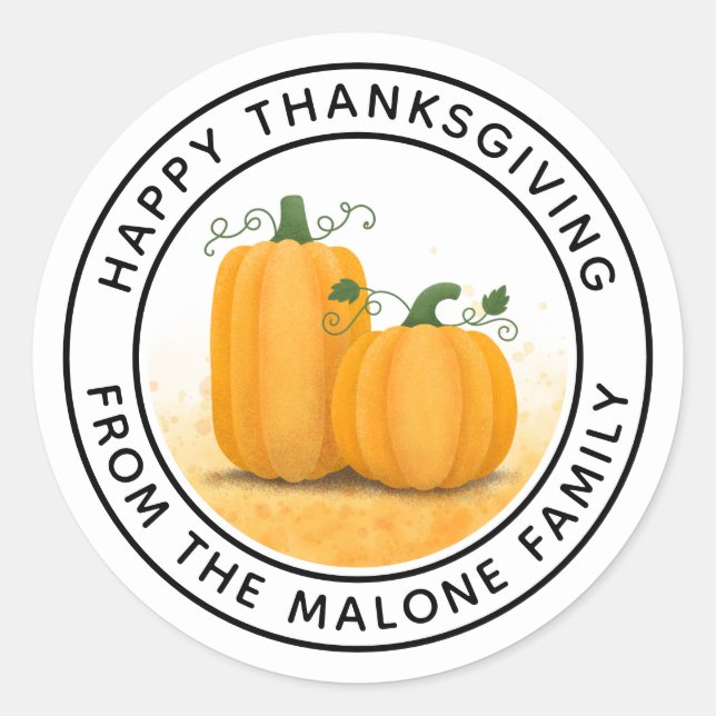 Happy Thanksgiving pumpkins autumn harvest Classic Round Sticker (Front)