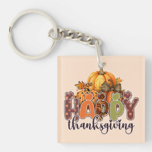 Happy Thanksgiving Pumpkins Keychain