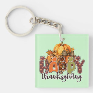 Happy Thanksgiving Pumpkins Keychain