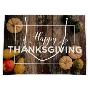 Happy Thanksgiving pumpkins Large Gift Bag