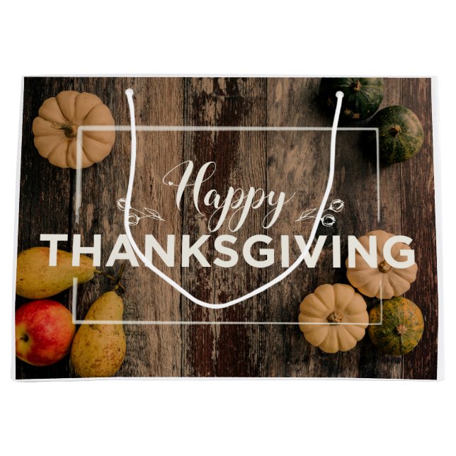Happy Thanksgiving pumpkins Large Gift Bag (Front)