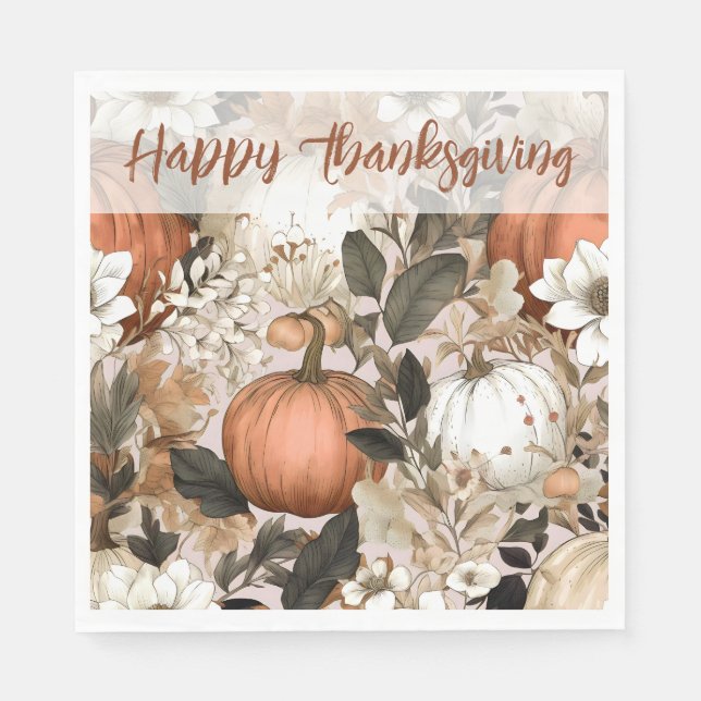 Happy Thanksgiving pumpkins Napkin (Front)