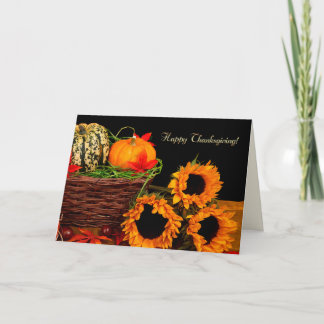 Happy Thanksgiving. Pumpkins & Sunflowers Holiday Card