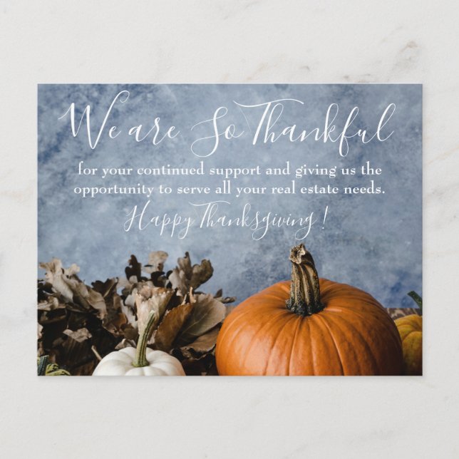 Happy Thanksgiving Real Estate Agent Business  Holiday Postcard (Front)