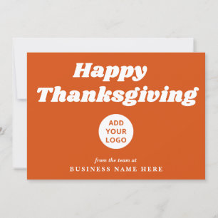 Happy Thanksgiving Retro Groovy Orange Business Holiday Card