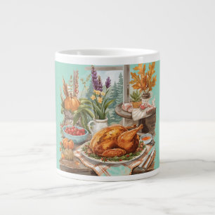 Happy Thanksgiving, Roasted Turkey Large Coffee Mug