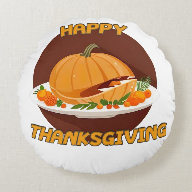 happy thanksgiving  round pillow (Front)
