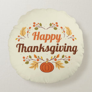 Happy Thanksgiving Round Pillow