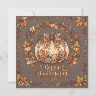 Happy Thanksgiving Rustic Pumpkin Holiday Card