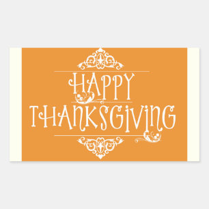 Happy Thanksgiving Script Orange Sticker