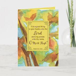 Happy Thanksgiving Scripture Psalm Fall Leaves  Card