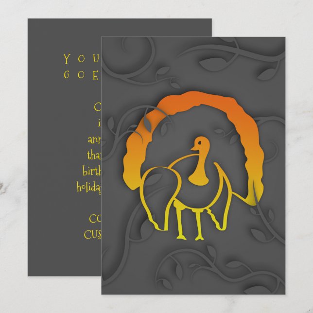 Happy Thanksgiving Shadow Turkey Invitation (Front/Back)