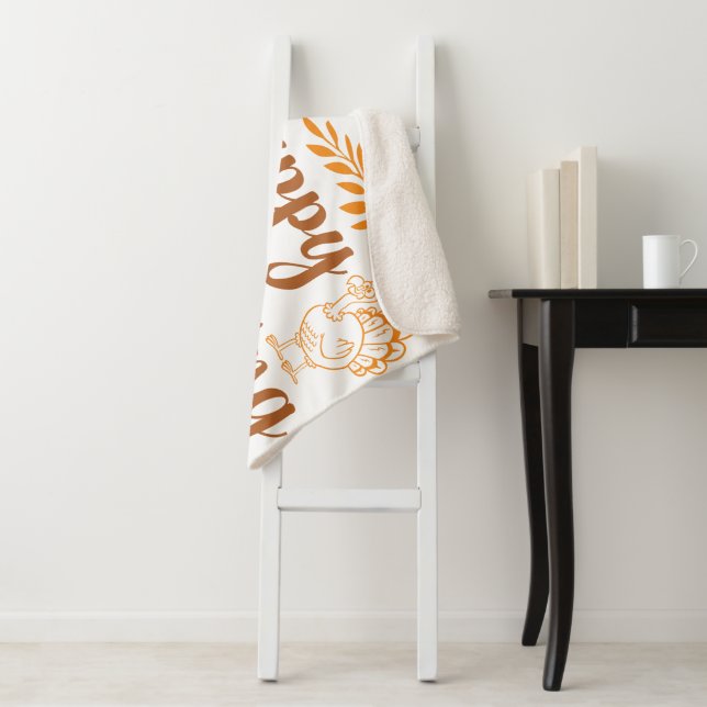 Happy Thanksgiving Sherpa Blanket (In Situ)