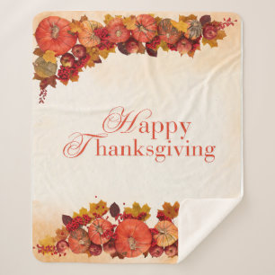 Happy Thanksgiving Sherpa Blanket