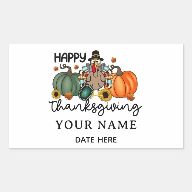 Happy Thanksgiving Shirt | Fall Holiday Turkey Day Sticker (Front)