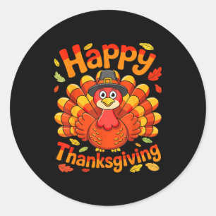 Happy Thanksgiving Shirt Men Women Kids Family Tur Classic Round Sticker