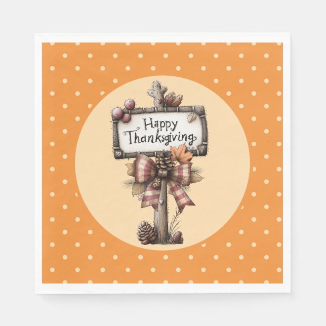 Happy Thanksgiving Sign  Napkin (Front)