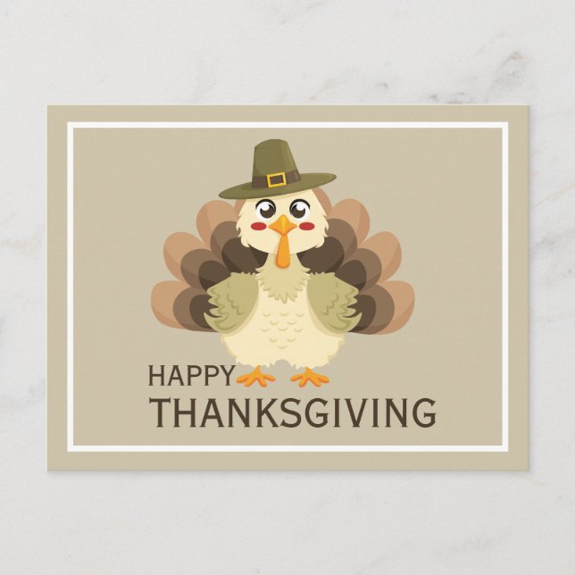 Happy Thanksgiving Simple Cute Funny Turkey Postcard (Front)