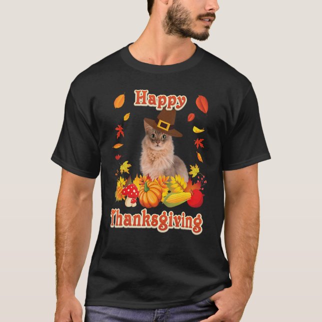 Happy Thanksgiving Somali Cat I'm Thankful For My T-Shirt (Front)