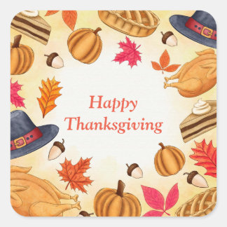 Happy Thanksgiving Square Sticker