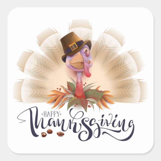 Happy Thanksgiving   Square Sticker (Front)