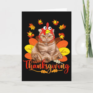 Happy Thanksgiving Tee Cat Turkey Christmas Day Te Card