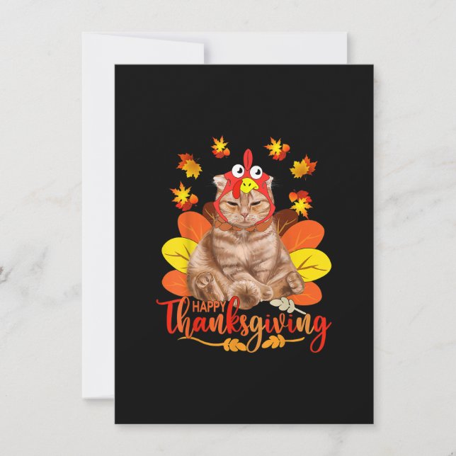 Happy Thanksgiving Tee Cat Turkey Christmas Day Te Invitation (Front)