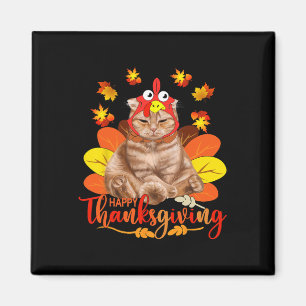 Happy Thanksgiving Tee Cat Turkey Christmas Day Te Magnet