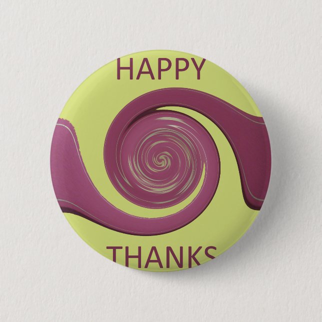 Happy Thanksgiving Text Art Design.  2 Inch Round Button (Front)