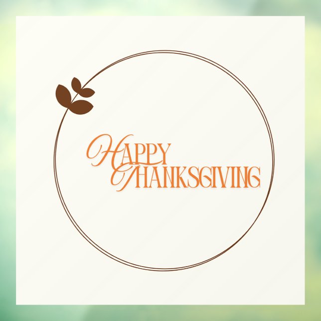Happy Thanksgiving text leaf circle Window Cling (Sheet 3)