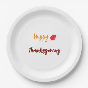 Happy thanksgiving text paper plate