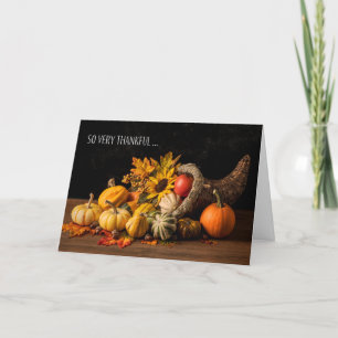 Happy Thanksgiving Thankful for You Cornucopia  Holiday Card