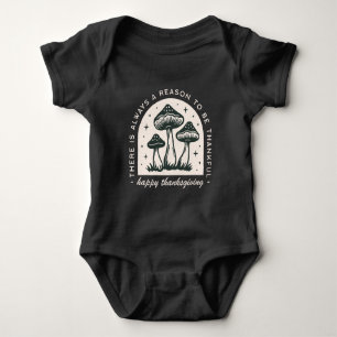 Happy Thanksgiving thankful quotes forest mushroom Baby Bodysuit