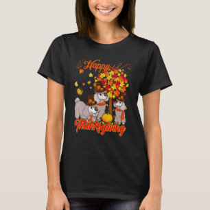 Happy Thanksgiving Three Poodle Dogs Wearing Hat F T-Shirt