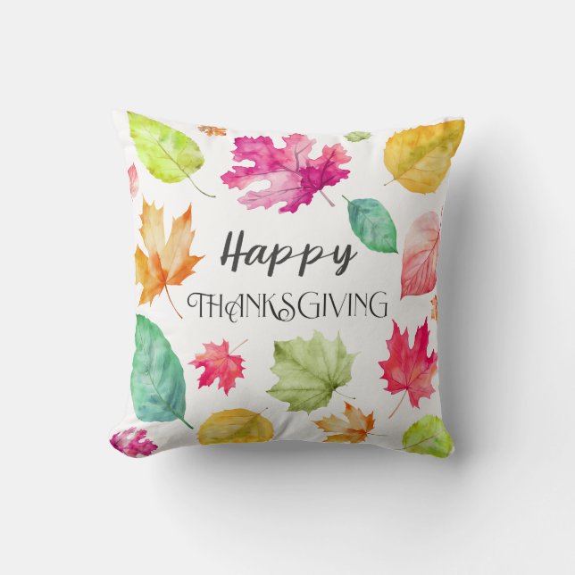 Happy Thanksgiving Throw Pillow (Front)
