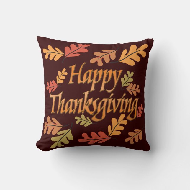 Happy Thanksgiving Throw Pillow (Front)