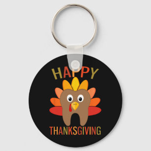 Happy Thanksgiving Tooth Turkey Dentist Dental For Keychain